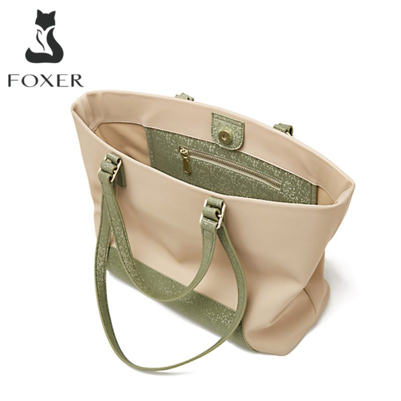 Υφασμάτινη Γυναικεία Τσάντα Shopper  Ωμου Foxer 9136060F μπέζ - Image 5