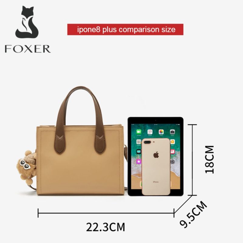 Δερμάτινη Γυναικεία Τσάντα Χειρός/Ώμου Tote Foxer 9158081F μπέζ - Image 4