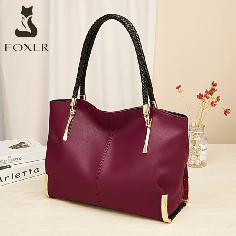 Δερμάτινη Γυναικεία Τσάντα Shopper 'Ωμου Foxer 938032F red - Image 4
