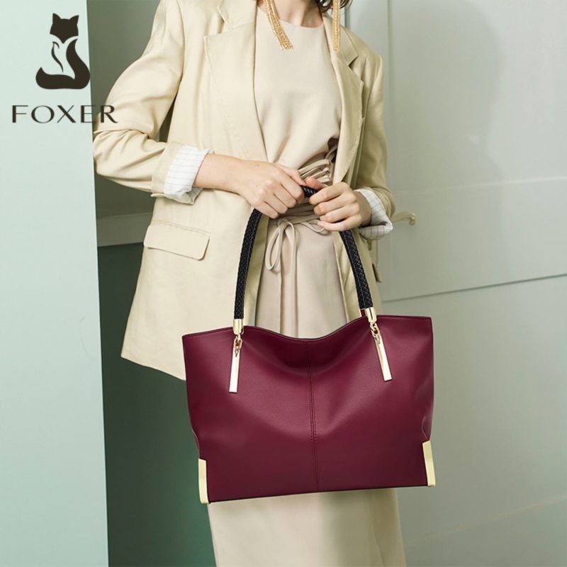 Δερμάτινη Γυναικεία Τσάντα Shopper 'Ωμου Foxer 938032F red - Image 3