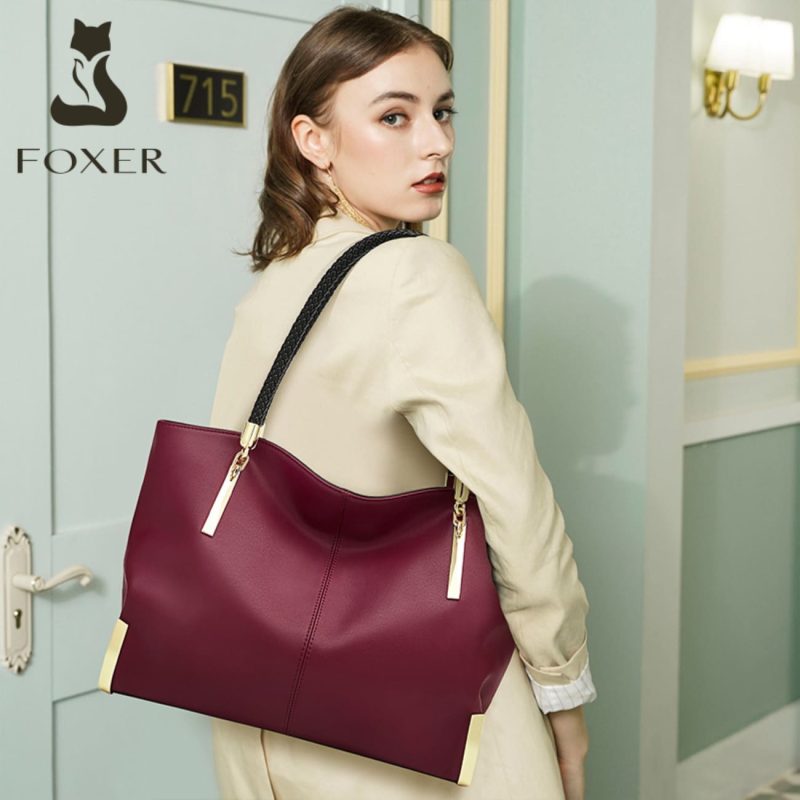 Δερμάτινη Γυναικεία Τσάντα Shopper 'Ωμου Foxer 938032F red - Image 2