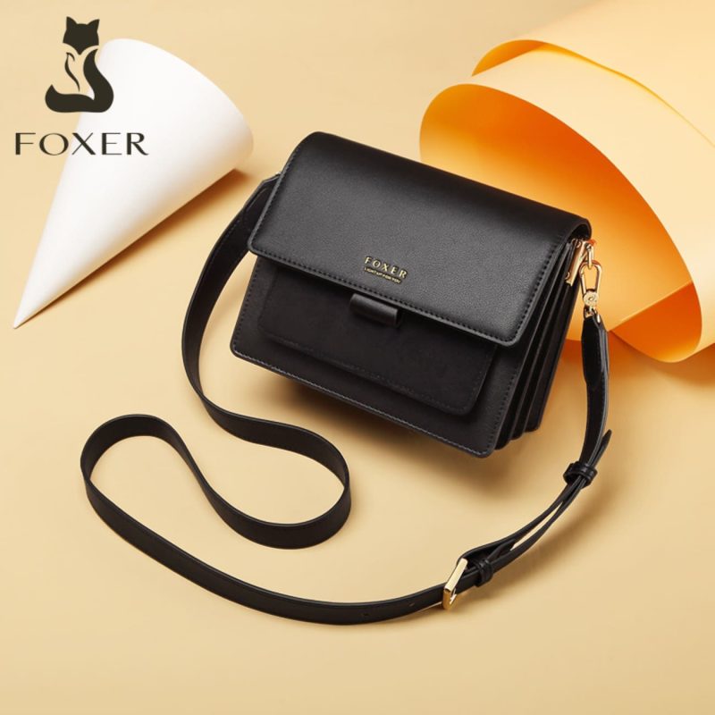 Δερμάτινη Γυναικεία Τσάντα Χιαστί Foxer 954011F μαύρο - Image 3
