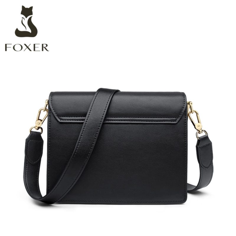 Δερμάτινη Γυναικεία Τσάντα Χιαστί Foxer 954011F μαύρο - Image 6