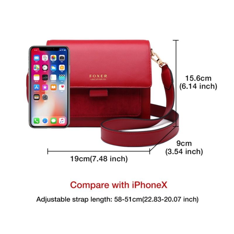 Δερμάτινη Γυναικεία Τσάντα Χιαστί Foxer 954011F κόκκινο - Image 6