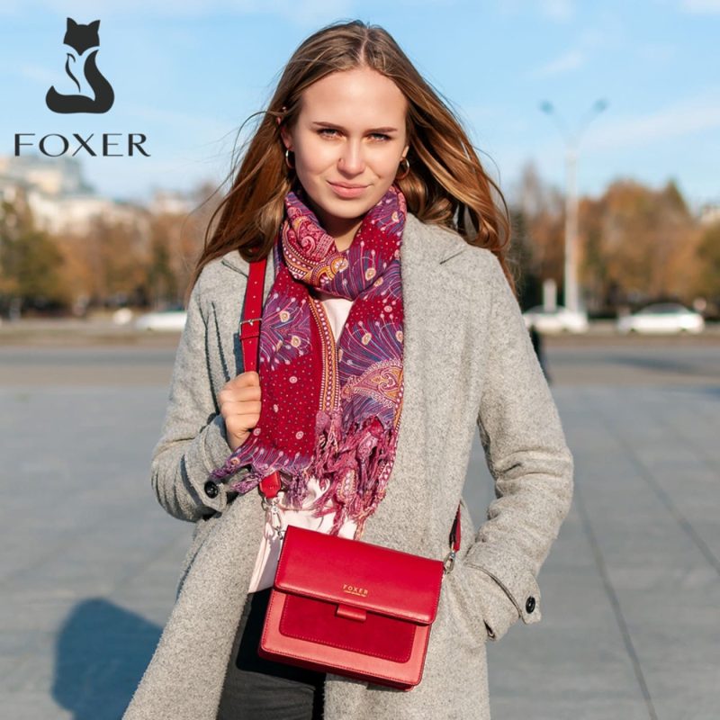 Δερμάτινη Γυναικεία Τσάντα Χιαστί Foxer 954011F κόκκινο - Image 2