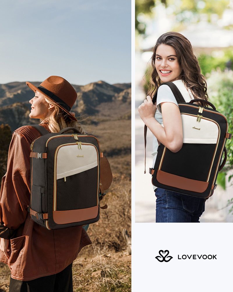 Σακίδιο Ταξιδίου Γυναικείο 40L Carry on 17,3" Lovevook MB2165 black/beige - Image 2