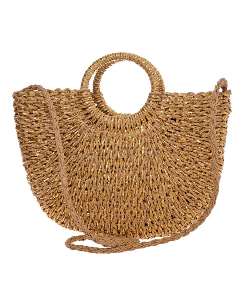 Ψάθινη Τσάντα χειρός CN25018 - Apricot - Image 3