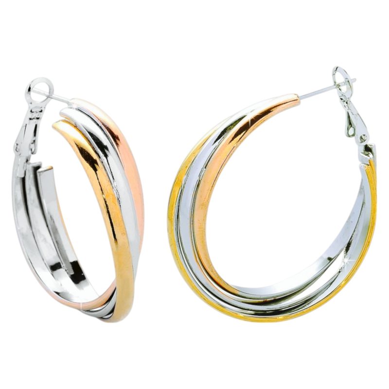 Σκουλαρίκια αυτιών κρίκοι mix metals 30mm