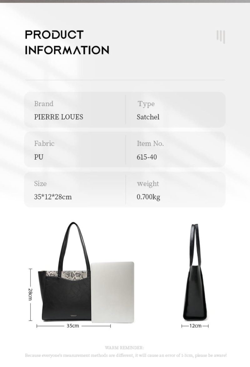 Γυναικεία Τσάντα Shopper Χειρός Pierre Loues PL615-40 μαύρο - Image 5