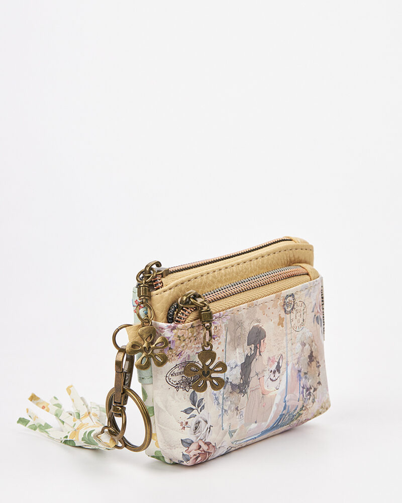 Sweet Candy Γυναικείο Mini Πορτοφόλι με Floral Σχέδιο & Φούντα – Floral Whisper - Image 2