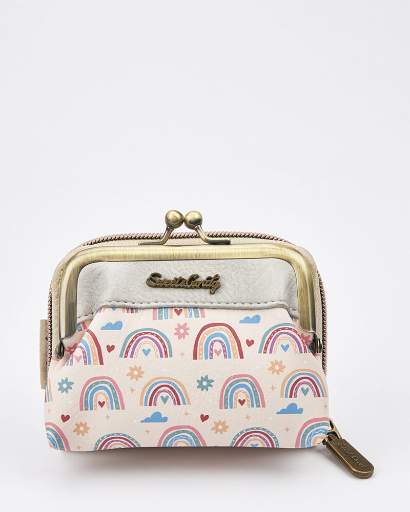 Sweet Candy Γυναικείο Mini Πορτοφόλι με Vintage Καθρέφτη & Κλασικό Κούμπωμα – Mirror Bloom