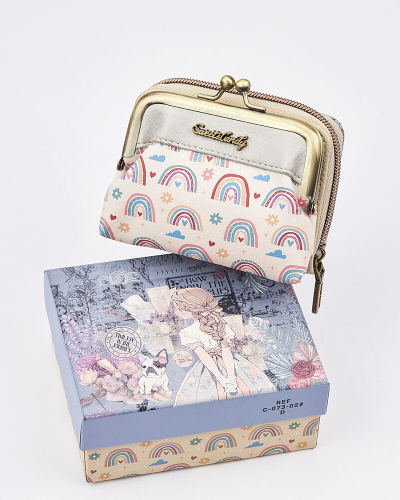 Sweet Candy Γυναικείο Mini Πορτοφόλι με Vintage Καθρέφτη & Κλασικό Κούμπωμα – Mirror Bloom - Image 3