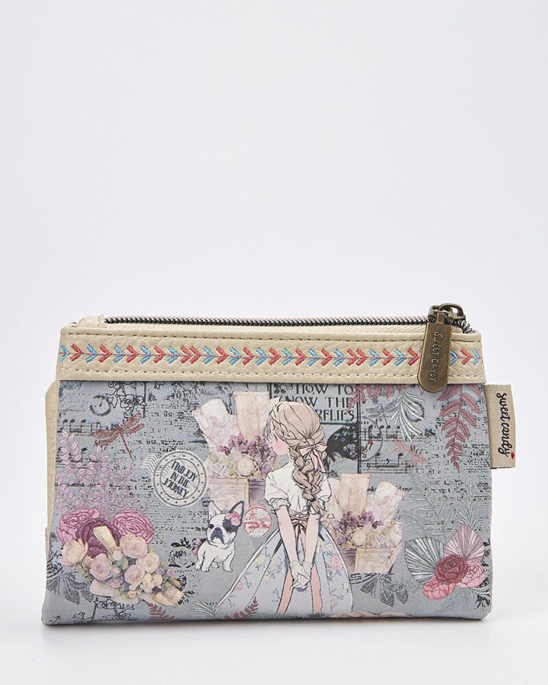 Sweet Candy Γυναικείο Πορτοφόλι με Shabby Chic Διάθεση & Λουλουδένιο Φόντο – Vintage Story - Image 2