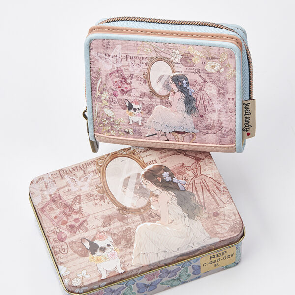 Sweet Candy Γυναικείο Mini Πορτοφόλι με Vintage Καθρέφτη & Κομψή Φιγούρα – Mirror Bloom