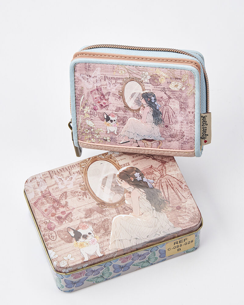 Sweet Candy Γυναικείο Mini Πορτοφόλι με Vintage Καθρέφτη & Κομψή Φιγούρα – Mirror Bloom