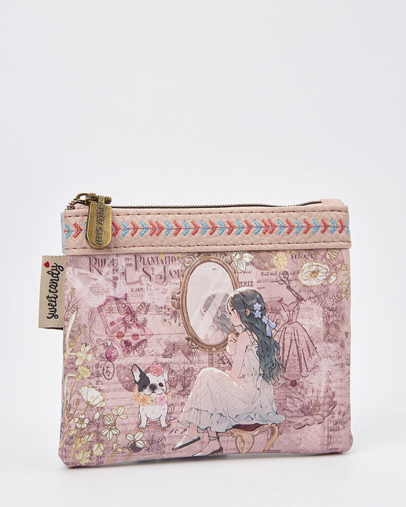 Sweet Candy Γυναικείο Mini Πορτοφόλι με Vintage Καθρέφτη & Ρομαντικό Ύφος – Mirror Bloom - Image 4
