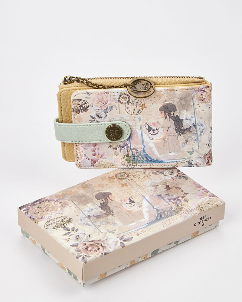 Sweet Candy Γυναικείο Πορτοφόλι με Vintage Floral Μοτίβο και Μπρελόκ – Floral Whisper - Image 2