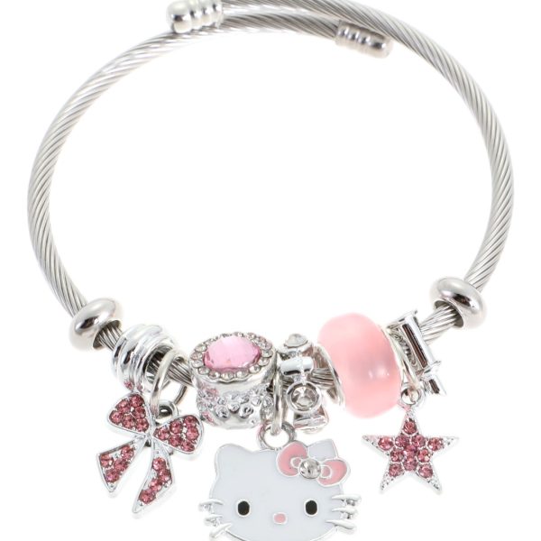 Βραχιόλι με kitty QW-8125-15 - Ασημί
