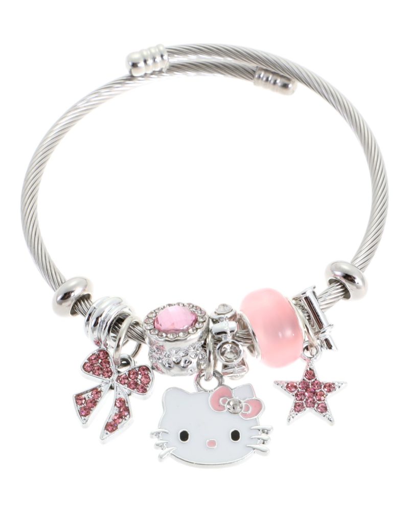 Βραχιόλι με kitty QW-8125-15 - Ασημί