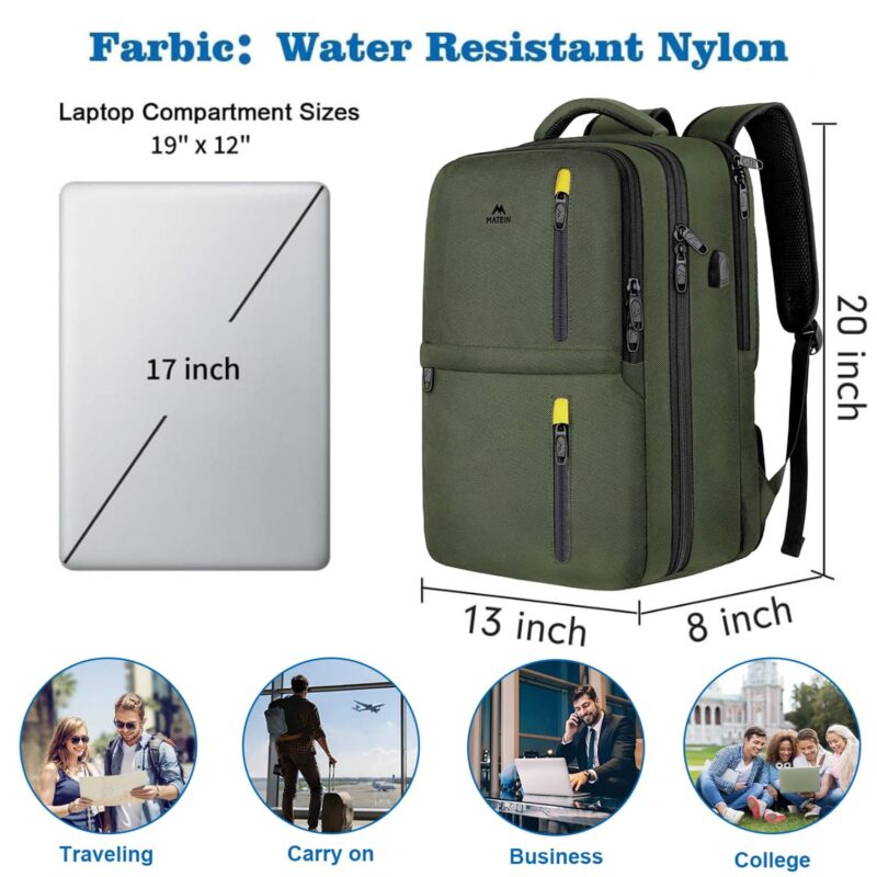 Σακίδιο πλάτης 40L Ταξιδιου 17” Matein 1197 χακί - Image 4