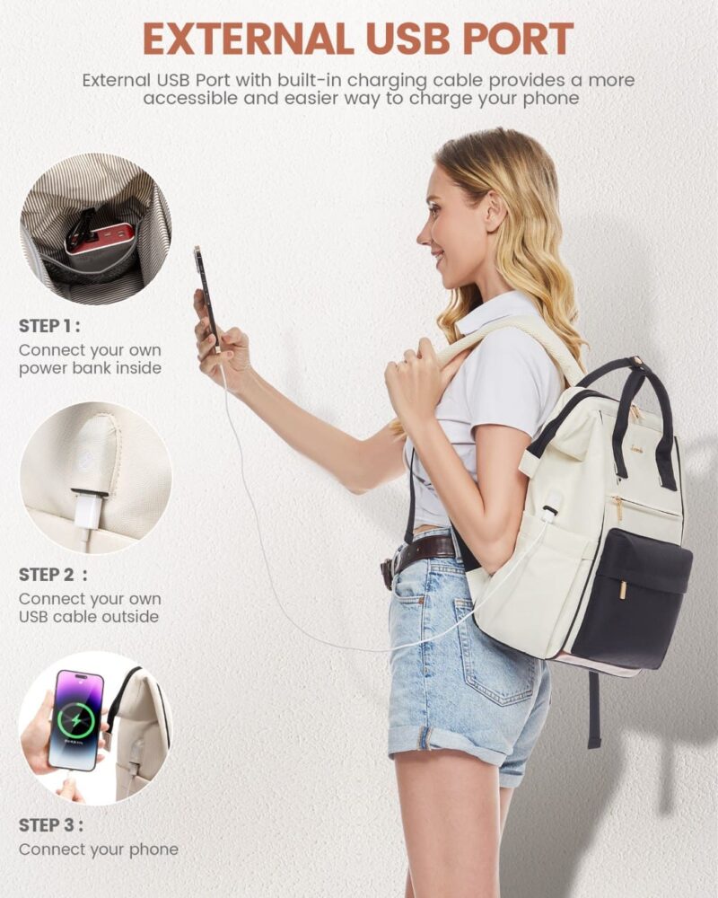 Γυναικείο Σακίδιο με USB Lovevook 15,6'' MB2146 beige/black - Image 3