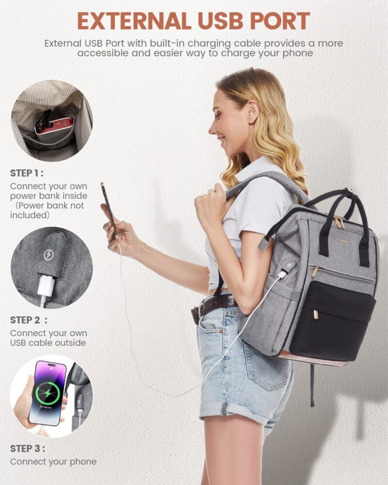 Γυναικείο Σακίδιο με USB Lovevook 15,6'' MB2146 gray/black - Image 2