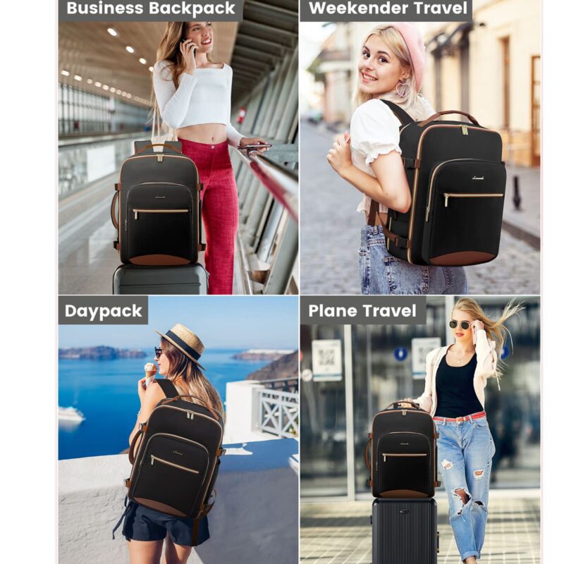 Σακίδιο ταξιδιού για γυναίκες 40L Carry on 17,3" WB2029 black/brown - Image 3