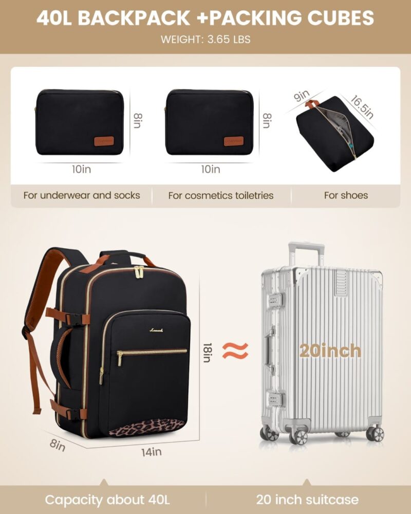 Σακίδιο ταξιδιού για γυναίκες 40L Carry on 17,3" WB2029 black leopard - Image 4