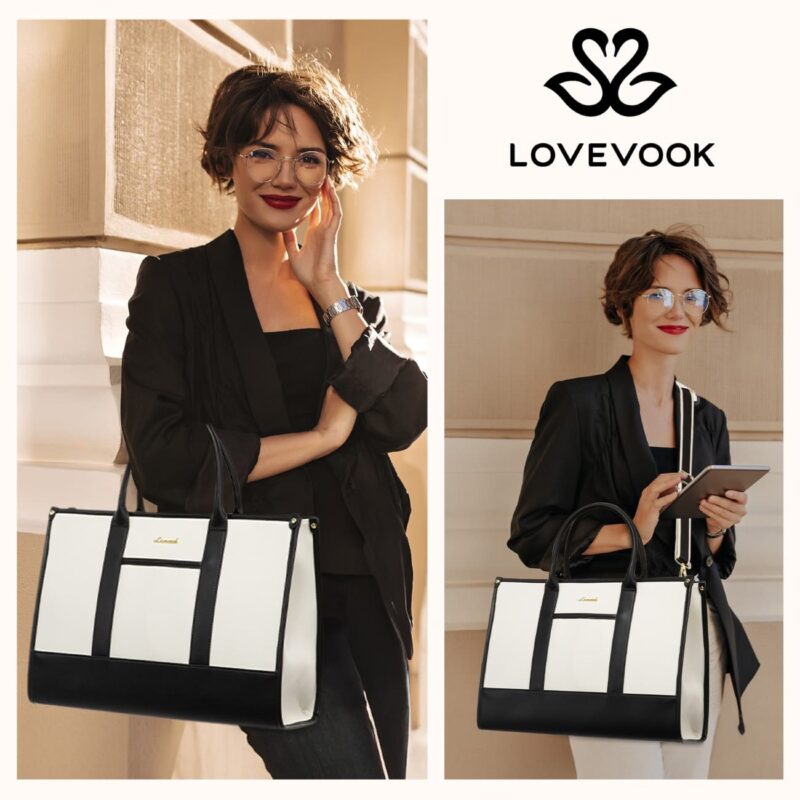 Γυναικείο σετ τσάντας χιαστί/χειρός Lovevook 17,3'' WB3058 black/beige - Image 2