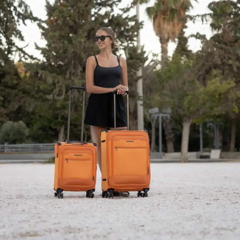 Βαλίτσες Υφασμάτινες σετ Newcom μικρή μεσαία N1510 orange - Image 2