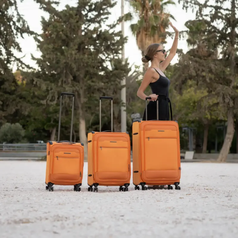Βαλίτσες Υφασμάτινες σετ τριάδα Newcom N1510 orange - Image 2
