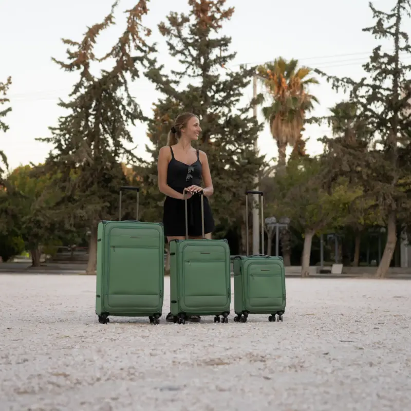 Βαλίτσες Υφασμάτινες σετ τριάδα Newcom N1510 green - Image 2