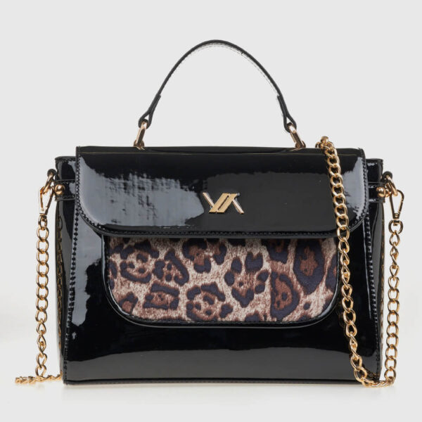 VERDE ΓΥΝΑΙΚΕΙΑ ΤΣΑΝΤΑ ΧΕΙΡΟΣ 16-0008138  ANIMAL PRINT ΜΑΥΡΟ