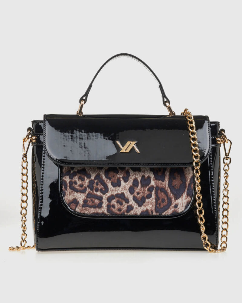 VERDE ΓΥΝΑΙΚΕΙΑ ΤΣΑΝΤΑ ΧΕΙΡΟΣ 16-0008138  ANIMAL PRINT ΜΑΥΡΟ