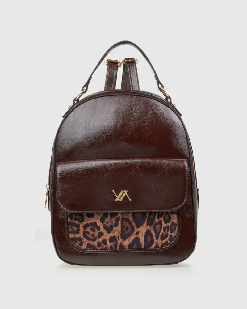 VERDE ΓΥΝΑΙΚΕΙΟ ΣΑΚΙΔΙΟ ΠΛΑΤΗΣ 16-0008140  ANIMAL PRINT ΚΑΦΕ