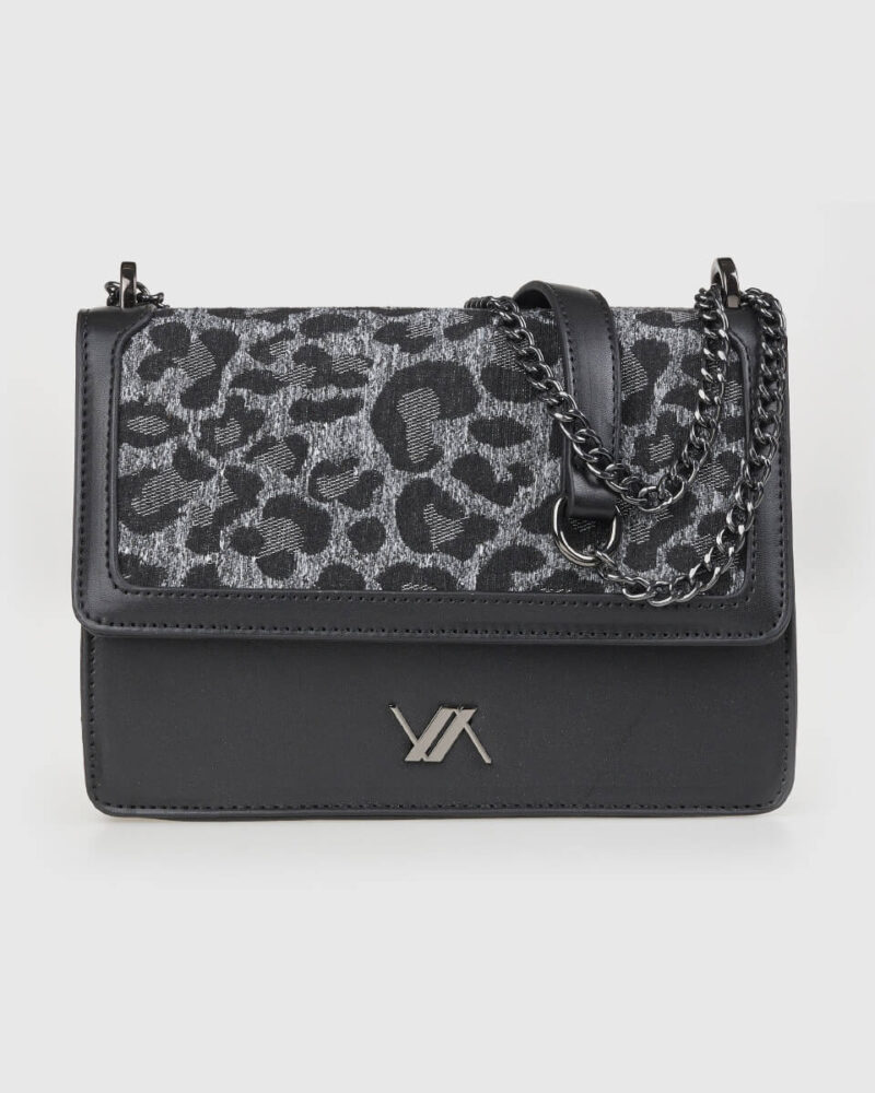 VERDE ΓΥΝΑΙΚΕΙΑ ΤΣΑΝΤΑ ΩΜΟΥ 16-0008310  ANIMAL PRINT ΜΑΥΡΟ