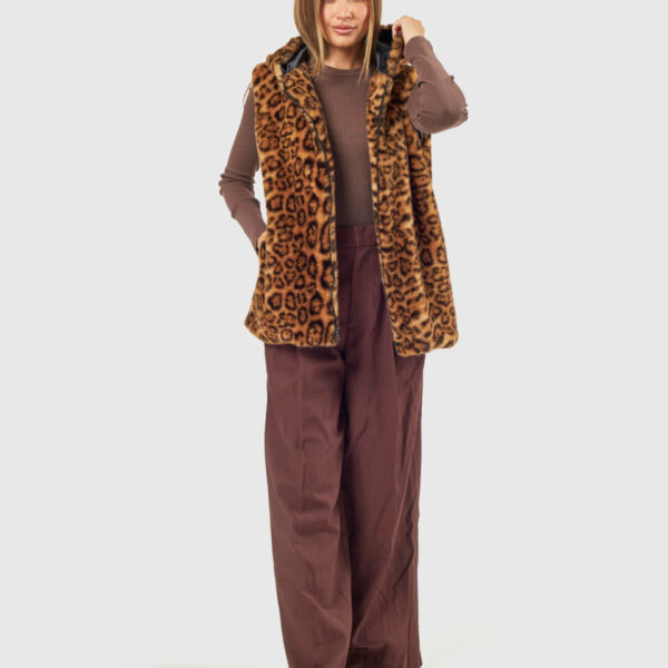 VERDE ΓΥΝΑΙΚΕΙΟ ΓΟΥΝΙΝΟ ΠΑΛΤΟ 33-0000732 ANIMAL PRINT ΚΑΦΕ