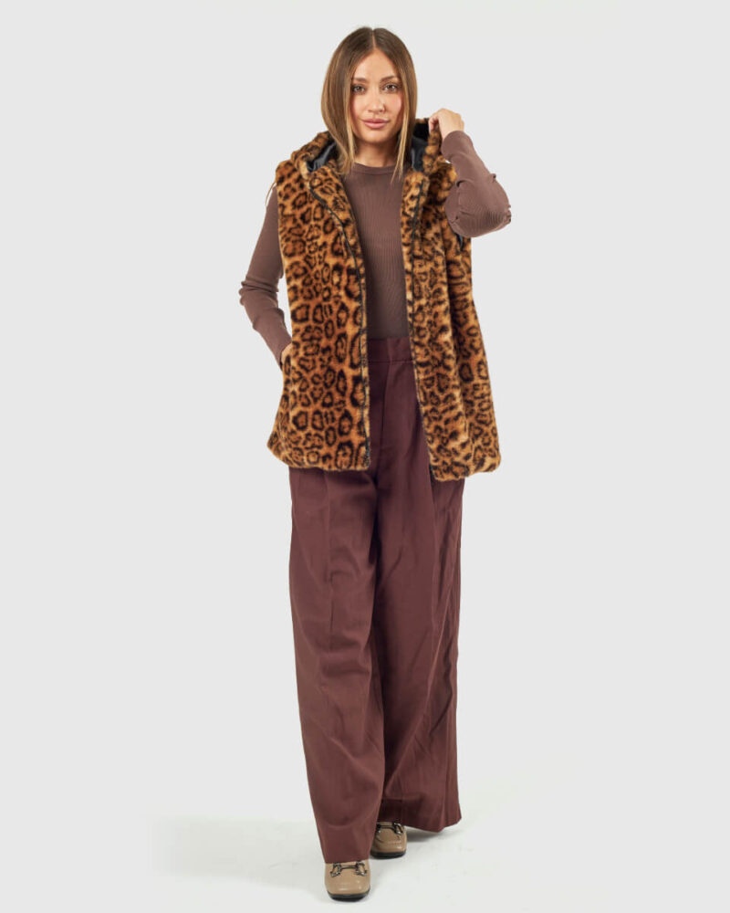 VERDE ΓΥΝΑΙΚΕΙΟ ΓΟΥΝΙΝΟ ΠΑΛΤΟ 33-0000732 ANIMAL PRINT ΚΑΦΕ