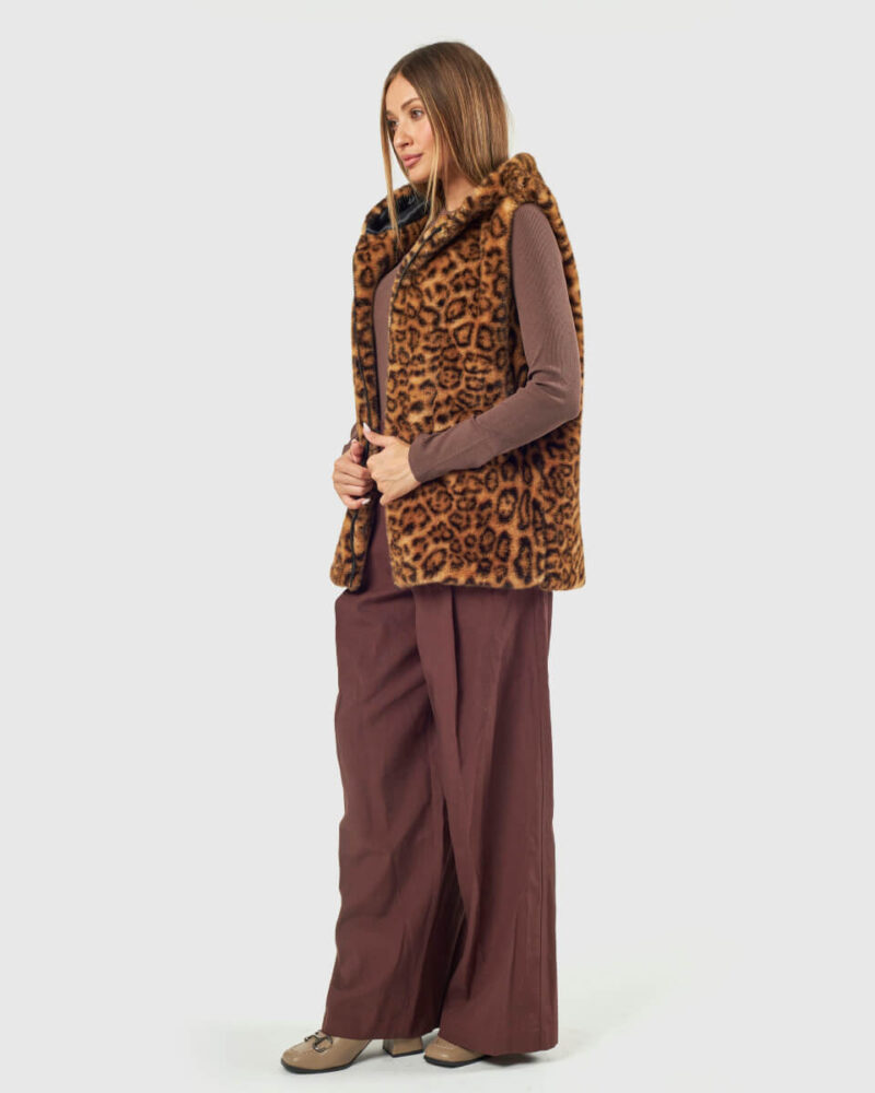 VERDE ΓΥΝΑΙΚΕΙΟ ΓΟΥΝΙΝΟ ΠΑΛΤΟ 33-0000732 ANIMAL PRINT ΚΑΦΕ - Image 2