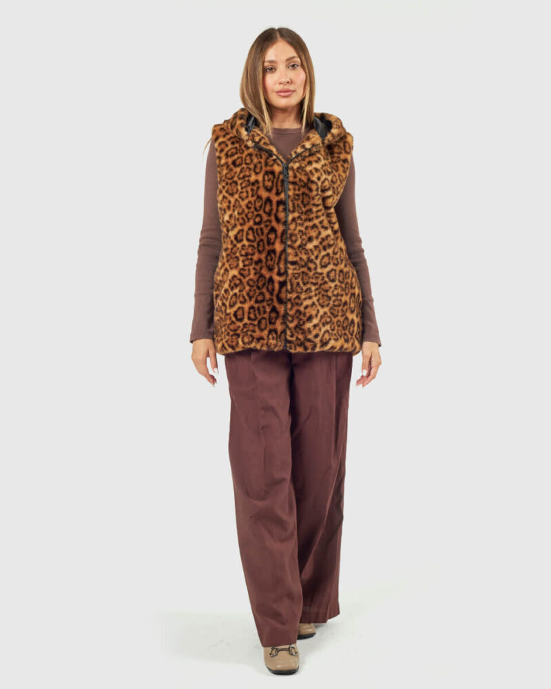 VERDE ΓΥΝΑΙΚΕΙΟ ΓΟΥΝΙΝΟ ΠΑΛΤΟ 33-0000732 ANIMAL PRINT ΚΑΦΕ - Image 3