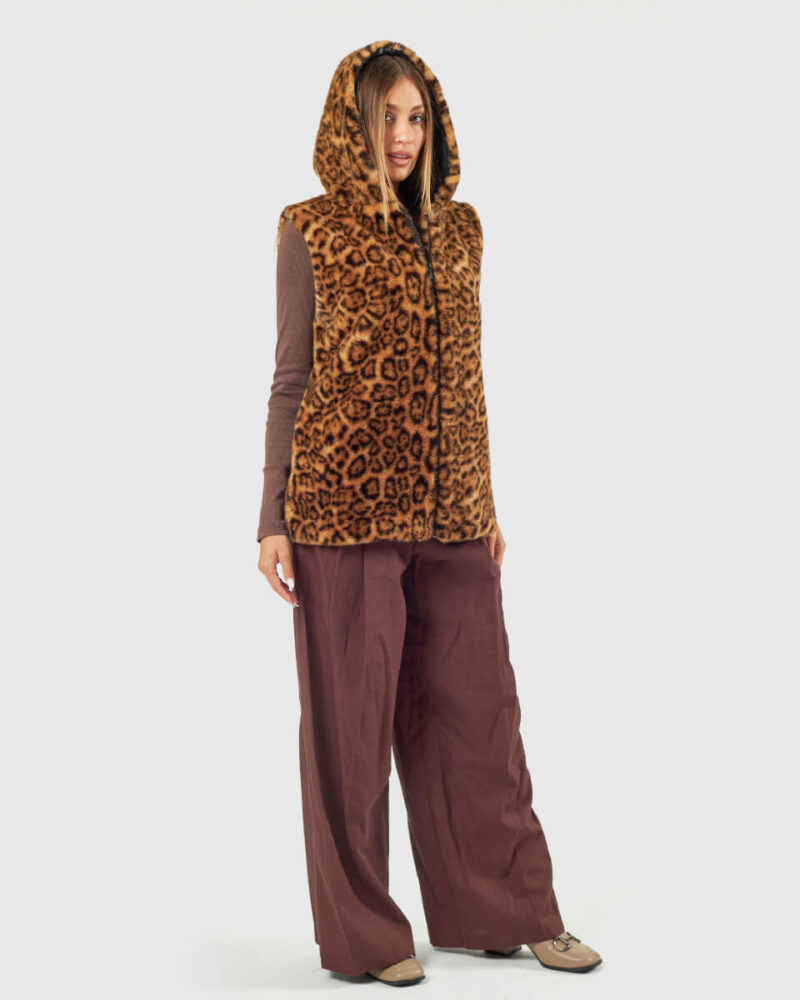 VERDE ΓΥΝΑΙΚΕΙΟ ΓΟΥΝΙΝΟ ΠΑΛΤΟ 33-0000732 ANIMAL PRINT ΚΑΦΕ - Image 4